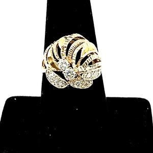 Vintage Estate 14k Yellow Gold Round Cut Diamond Ring Cluster Design .54CT/4.8g